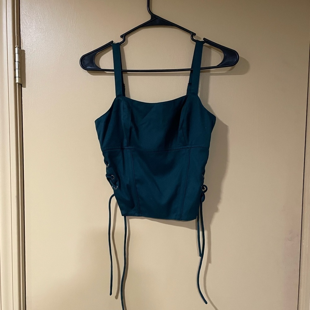 NWT The Drop Elegant Teal Corset Crop Top - Picture 2 of 13